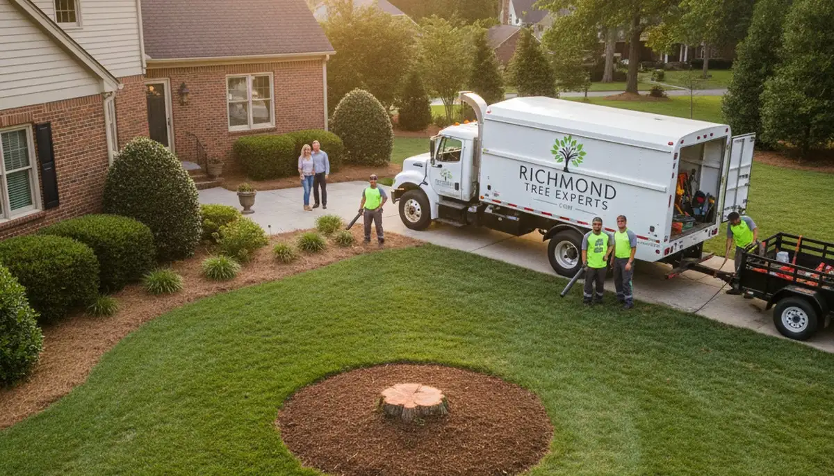 Post-tree removal yard cleanup and stump grinding in Richmond VA by Chop Chop Tree
