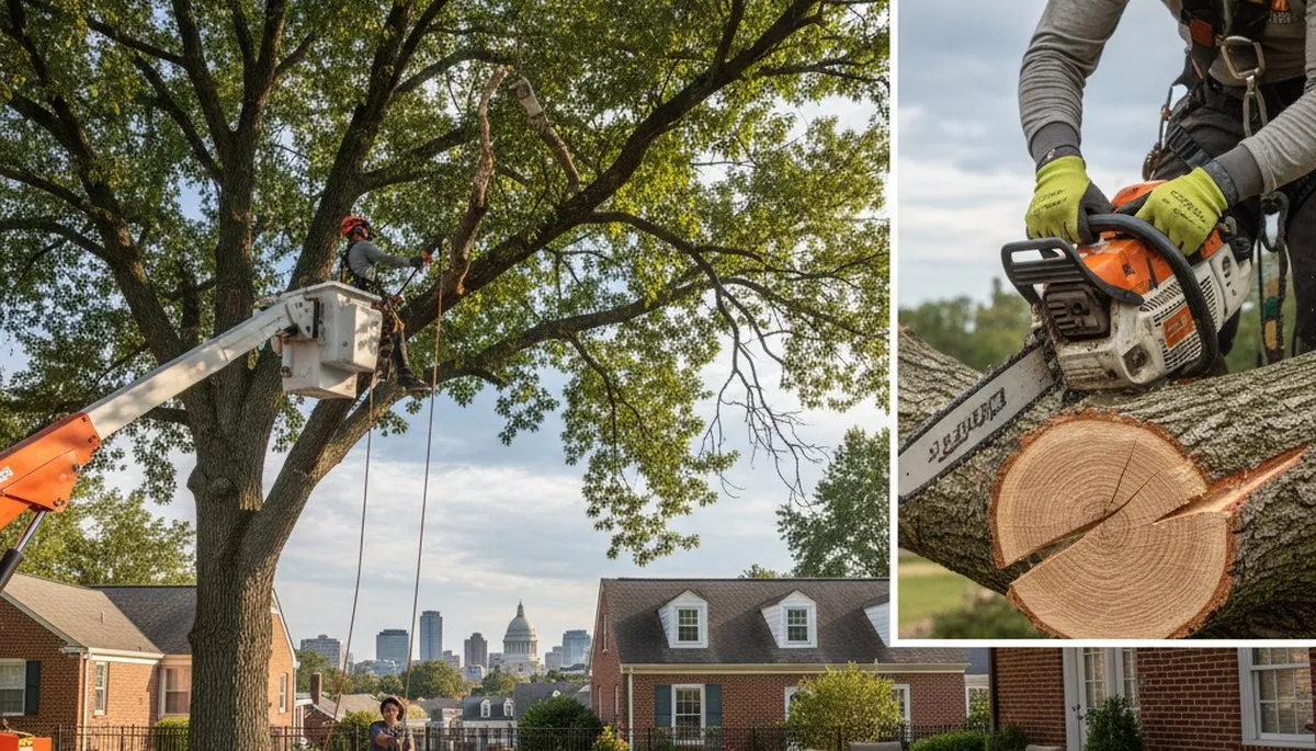 Arborist performing safe deadwood removal and tree trimming service in Richmond, VA