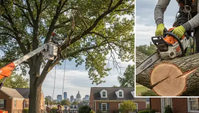 Arborist performing safe deadwood removal and tree trimming service in Richmond, VA