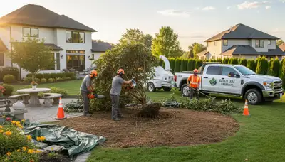 Professional shrub removal service in Richmond, VA clearing overgrown bushes from a residential yard