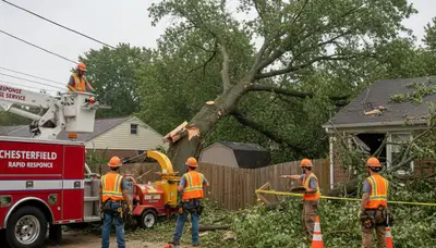 Emergency tree removal after storm damage in Chesterfield, Richmond VA restoring safety and property access