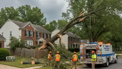 Emergency tree removal after storm damage in Henrico near Richmond VA restoring property safety