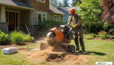 Professional stump grinding service removing tree stumps in Ashland, VA for Richmond area homeowners