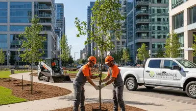 Arborist planting young tree in Richmond VA yard for Chop Chop Tree professional tree service