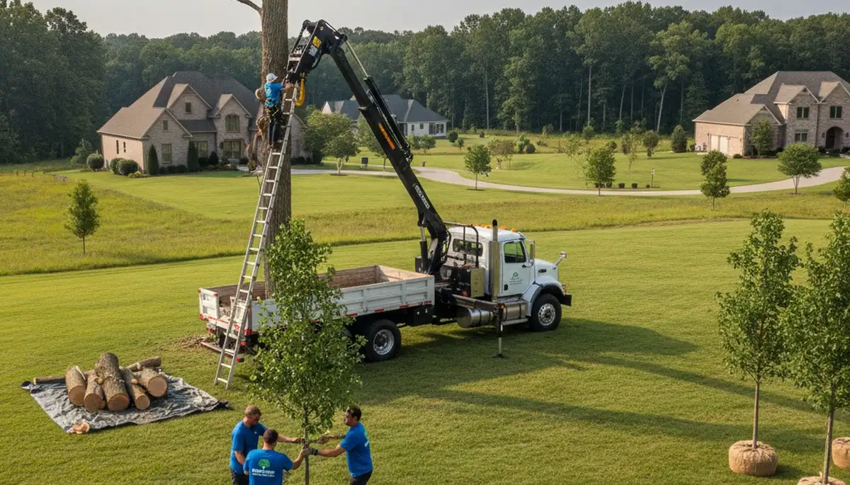 Arborists planting new trees in Richmond, VA for professional tree service and landscaping care