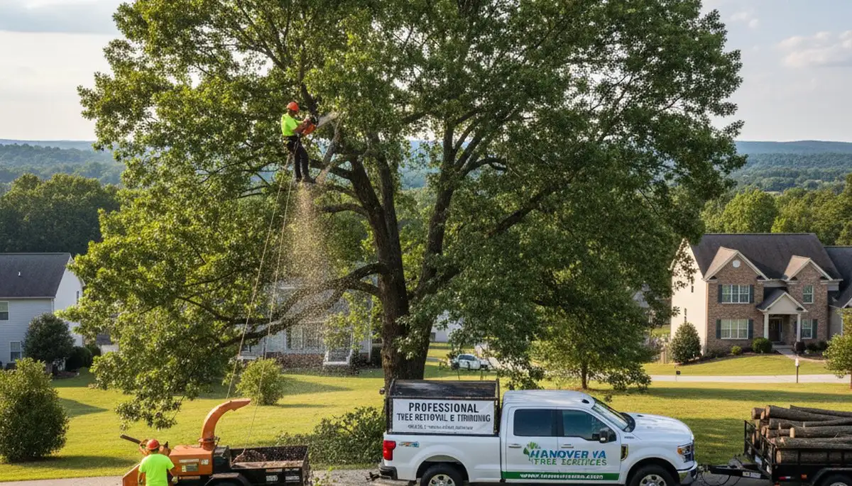 Professional tree removal service in Richmond VA clearing large oak safely