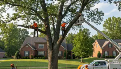 Professional tree removal service in Richmond VA safely clearing large oak trees