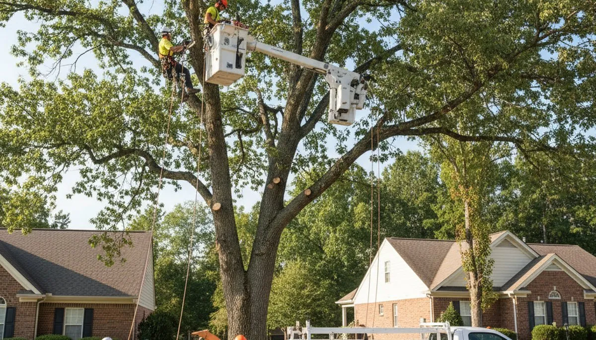Professional tree removal service in Richmond VA safely cutting and clearing large trees