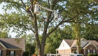 Professional tree removal service in Richmond VA safely cutting and clearing large trees