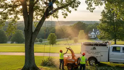 Professional tree removal service in Richmond VA clearing large oak safely