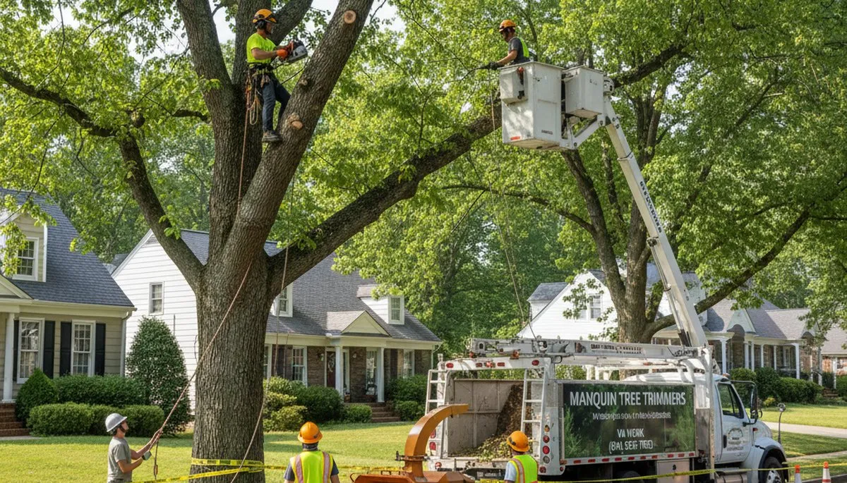 Professional tree removal service in Richmond VA clearing large oak safely