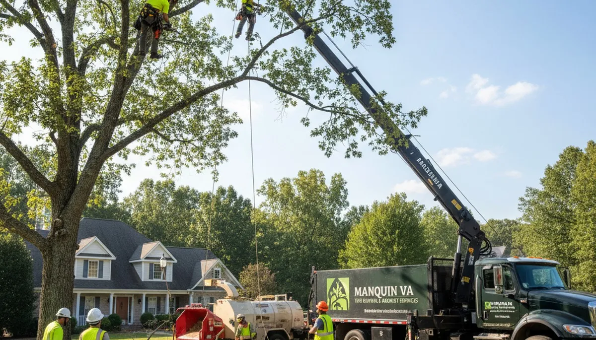 Professional tree removal service in Richmond VA clearing large oak safely