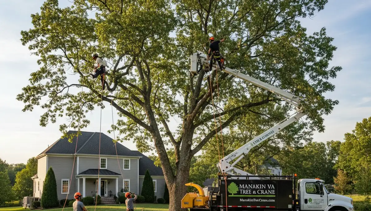 Professional tree removal service in Richmond VA safely clearing large oak tree