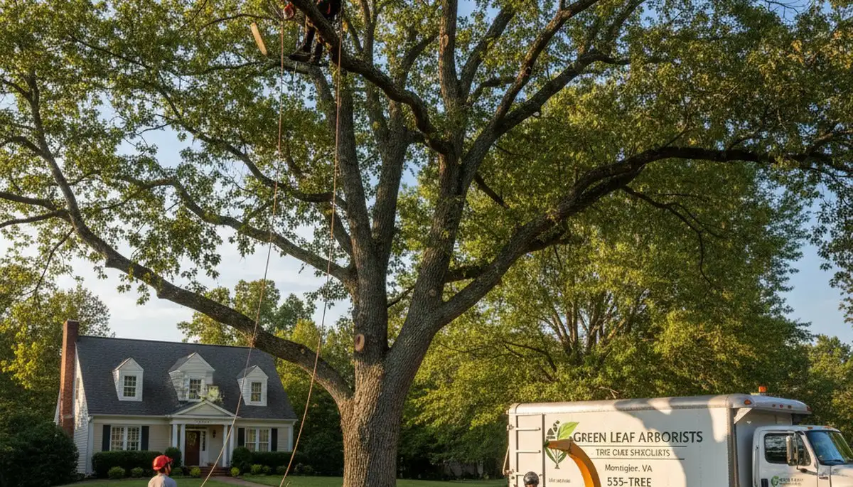 Professional tree removal service in Richmond VA clearing large oak from residential property